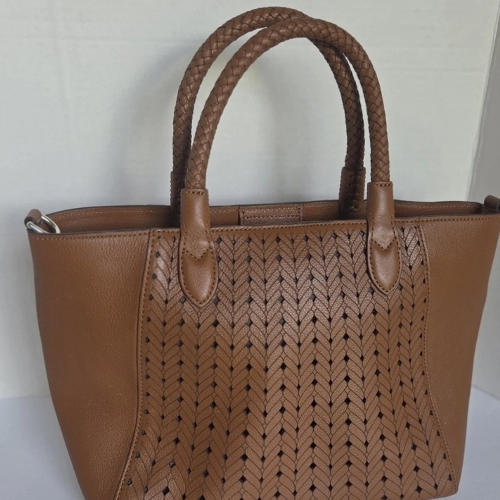 Brighton Tan Woven Leather Tote
